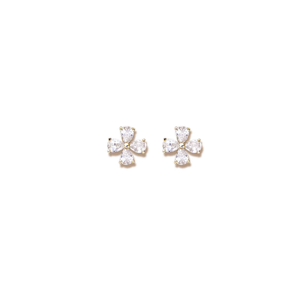 Boucles D'oreilles Plaqué Or Fleur Zirconium 6.5mm