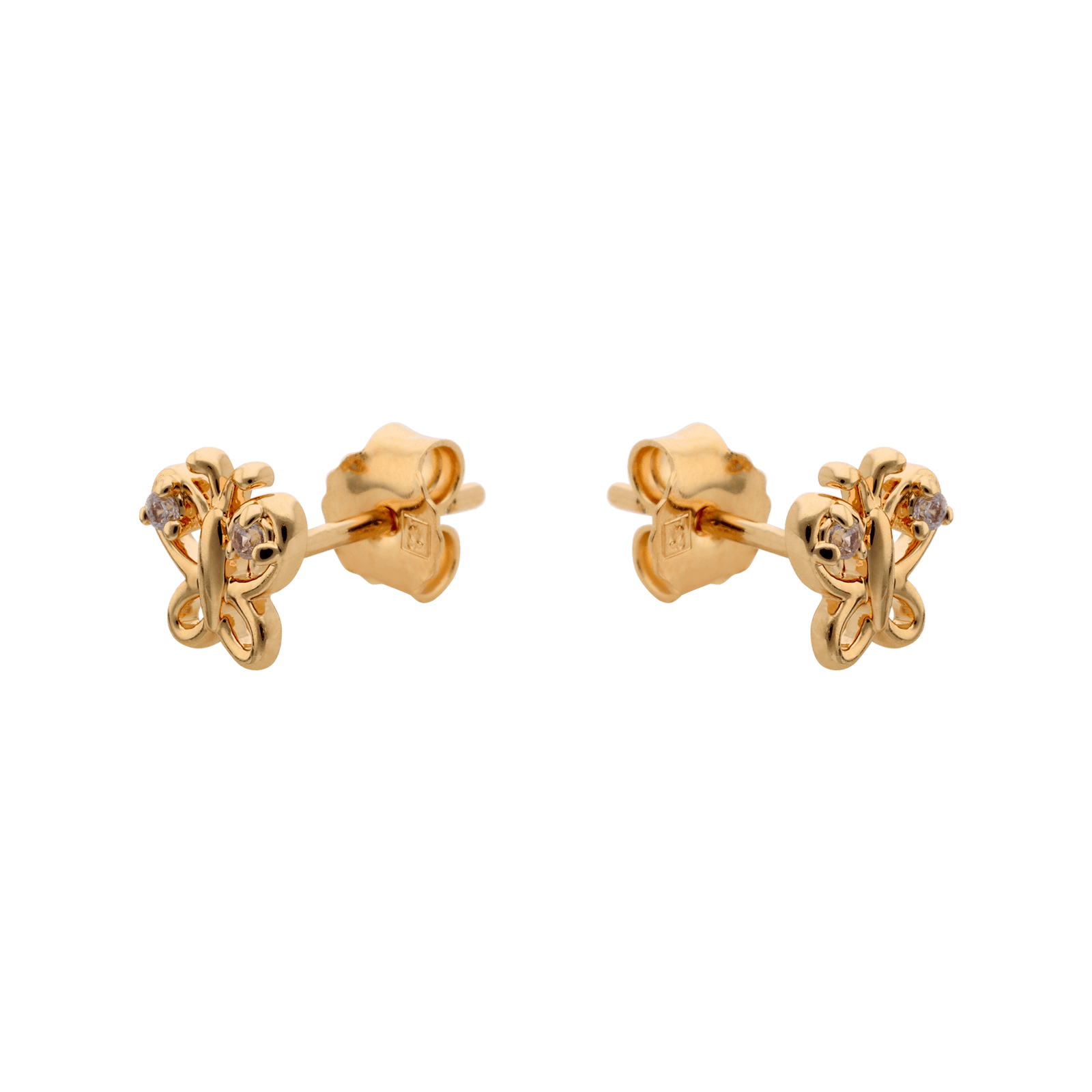 Boucles d'Oreilles Plaqué or Papillon ajouré Oxydes blancs