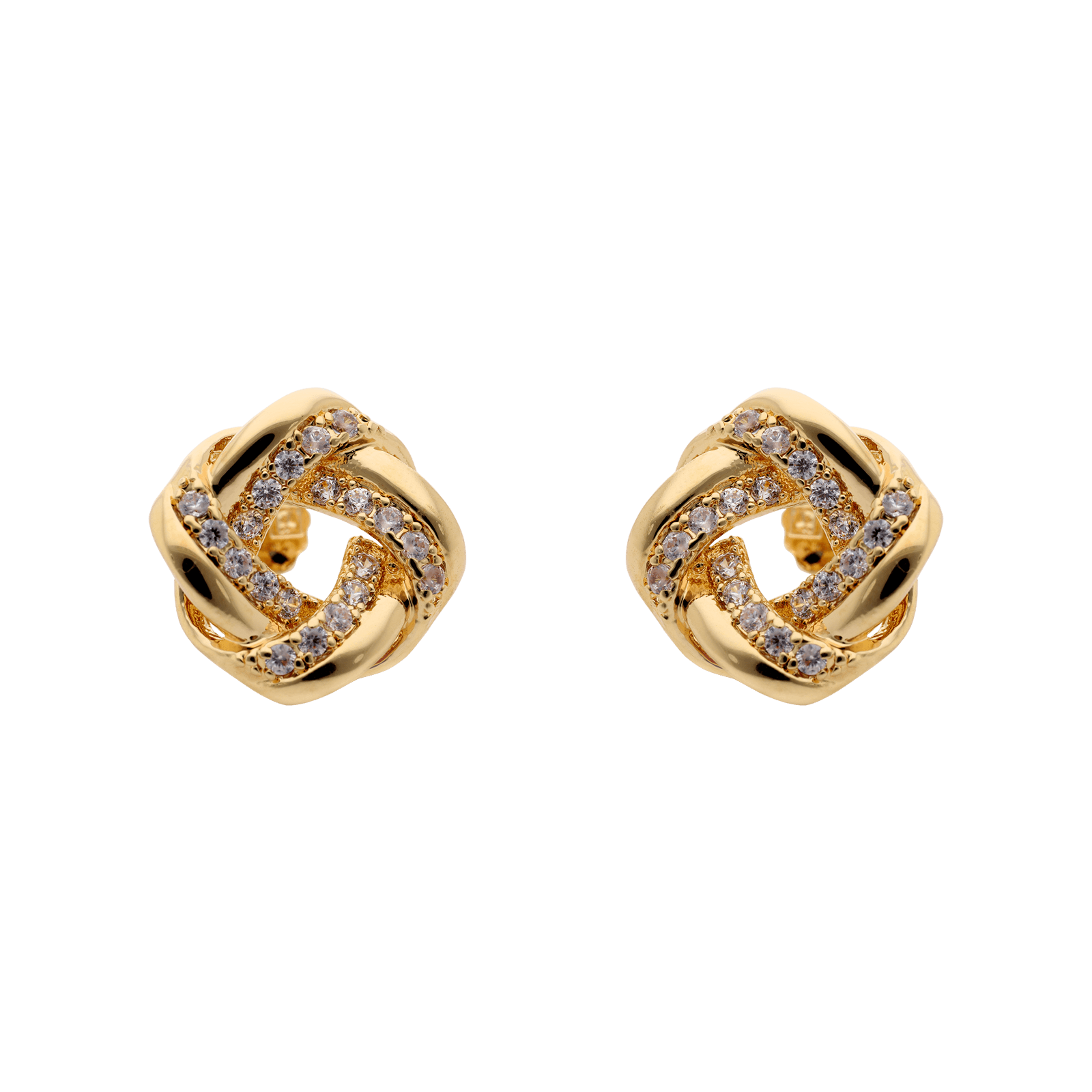 Boucles d'Oreilles Plaqué or entrelacés Oxydes blancs