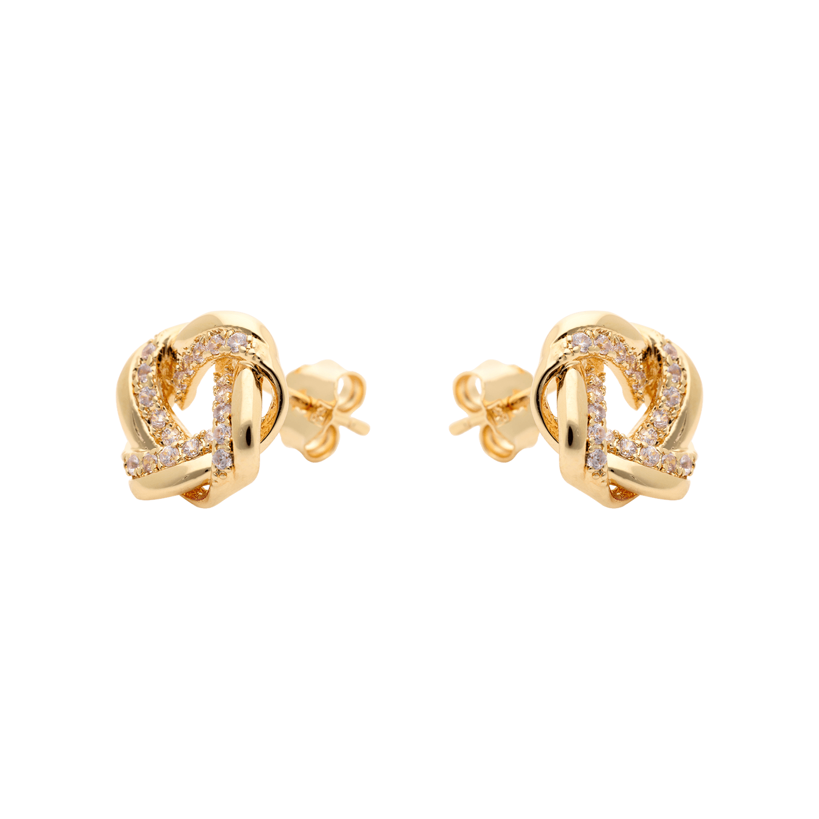 Boucles d'Oreilles Plaqué or entrelacés Oxydes blancs