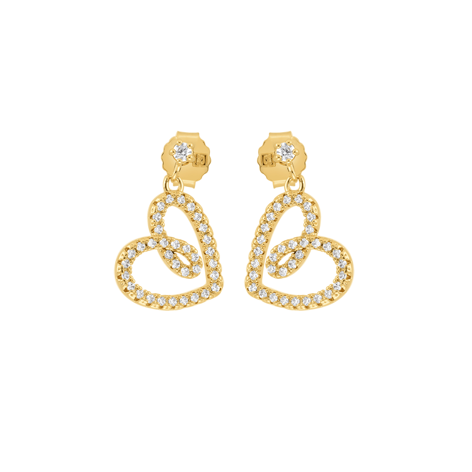 Boucles d'Oreilles Plaqué or coeur évidé Oxydes blancs