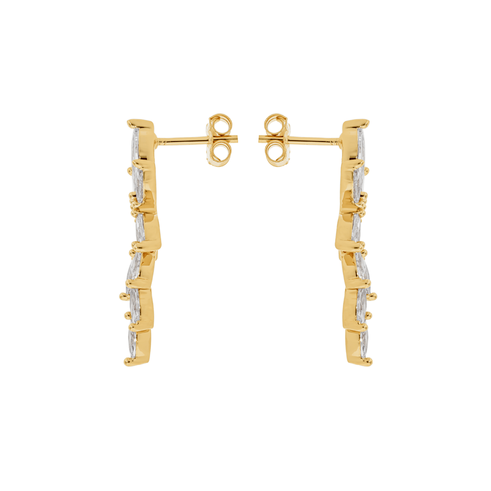 boucles d'oreilles Plaqué or feuille oxydes blancs