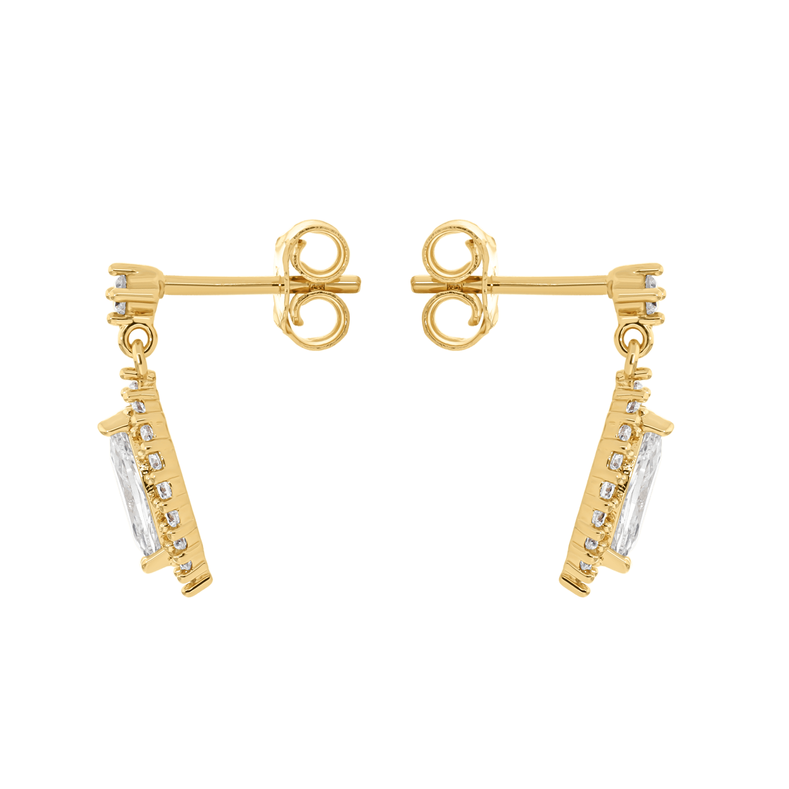 Boucles d'Oreilles Plaqué or forme amande Oxydes blancs