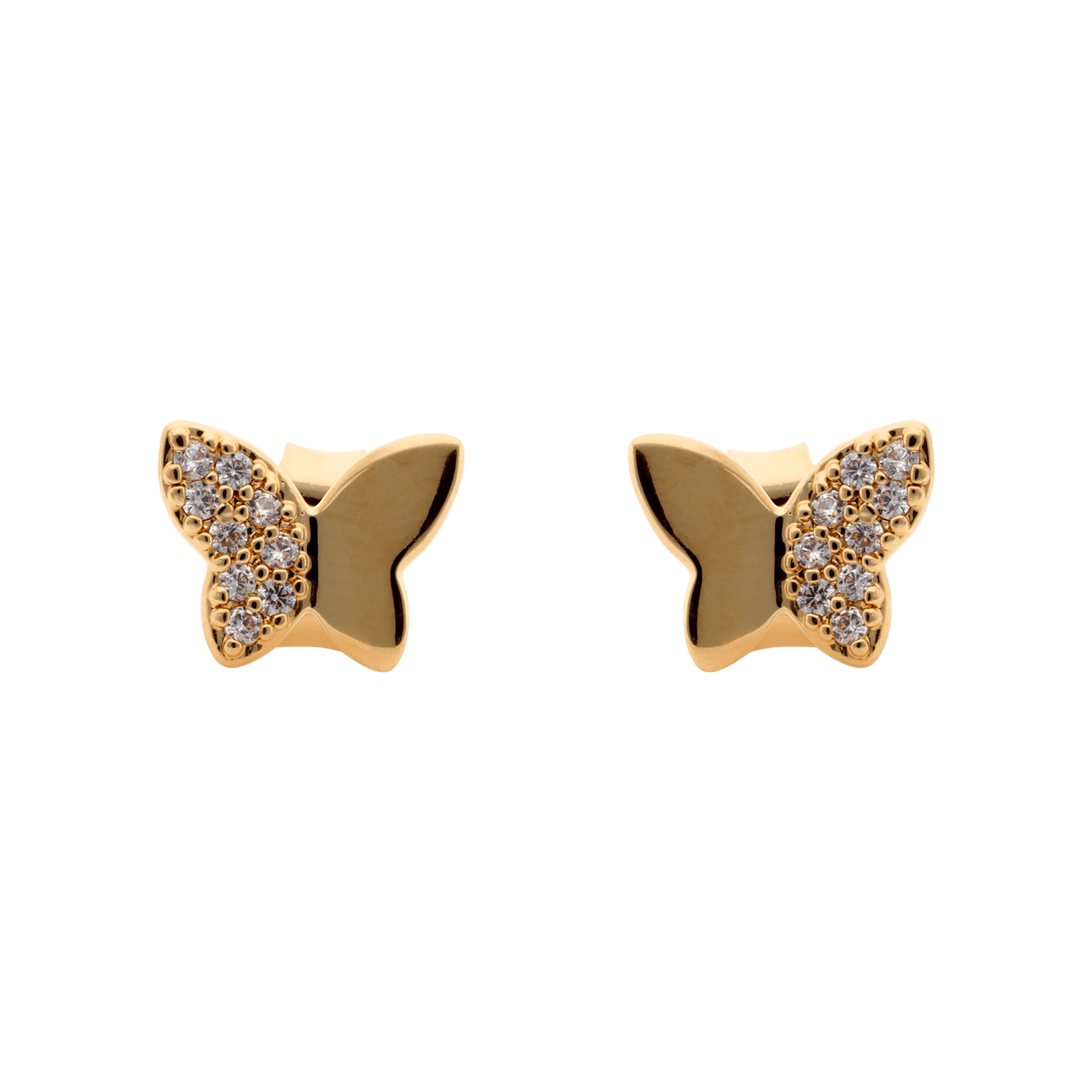 Boucles d'Oreilles Plaqué or Papillon Oxydes blancs