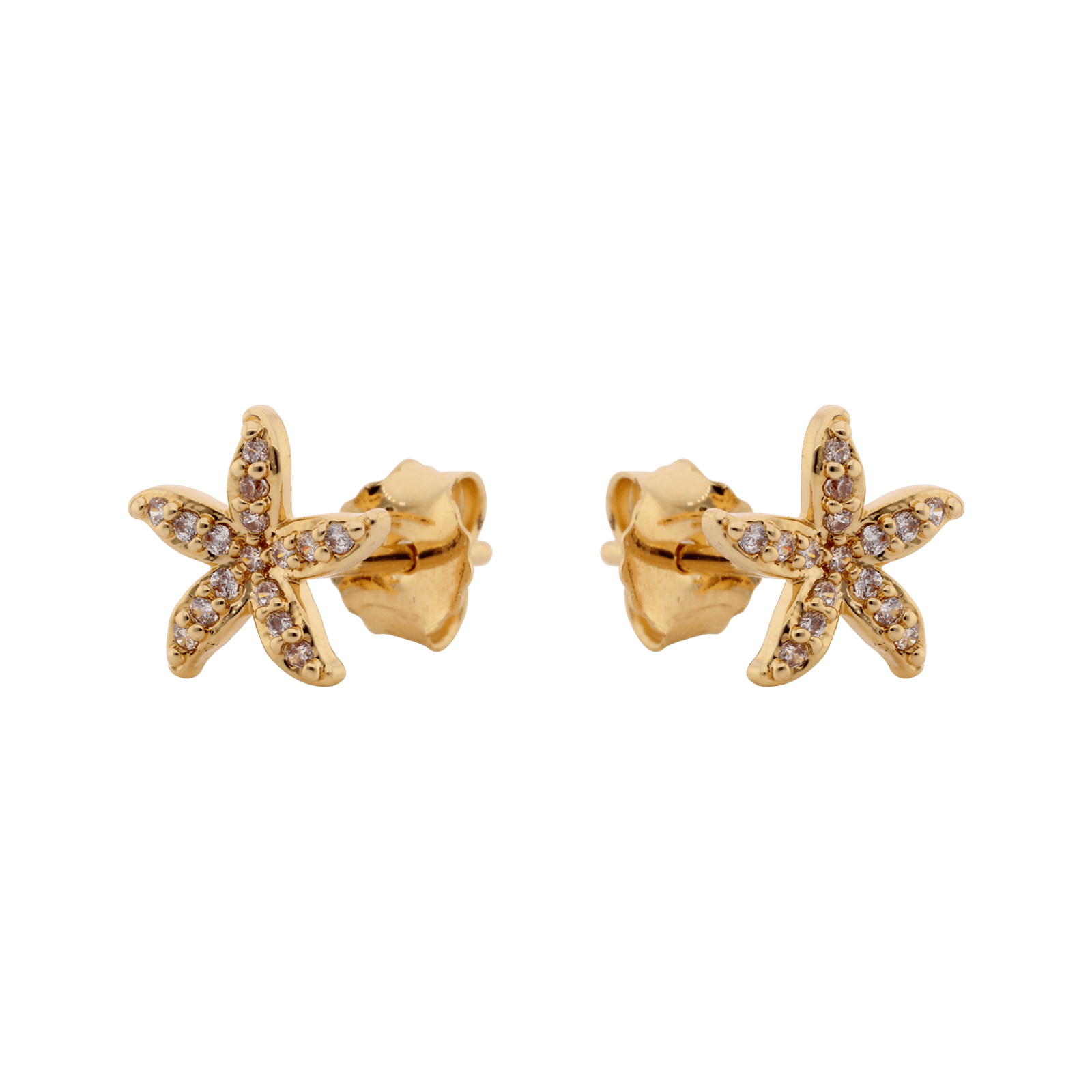 Boucles d'Oreilles Plaqué or étoile de mer oxydes blancs