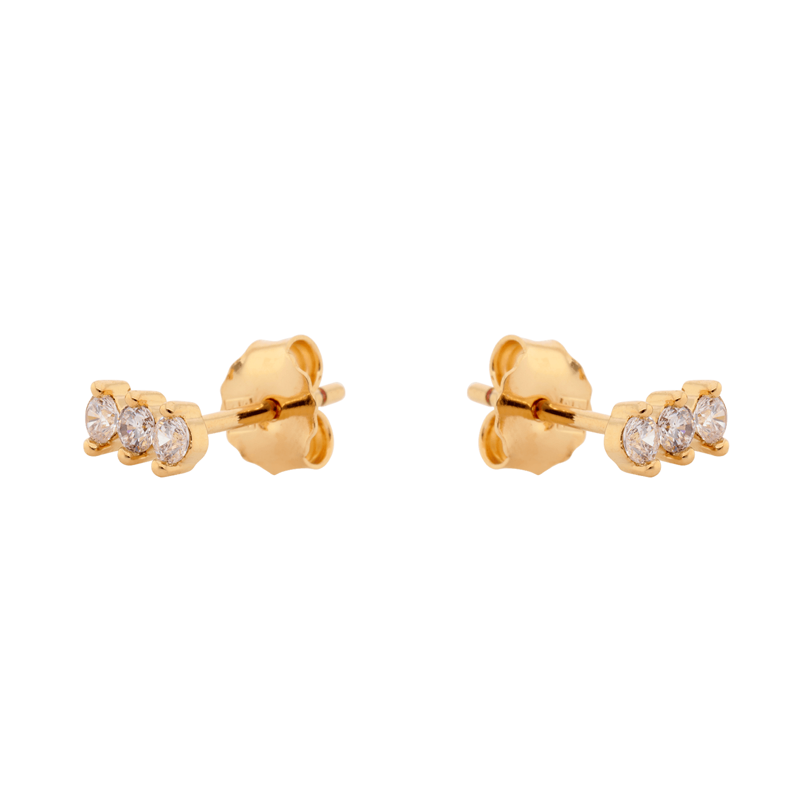 Boucles d'Oreilles Plaqué or trio Oxydes blancs