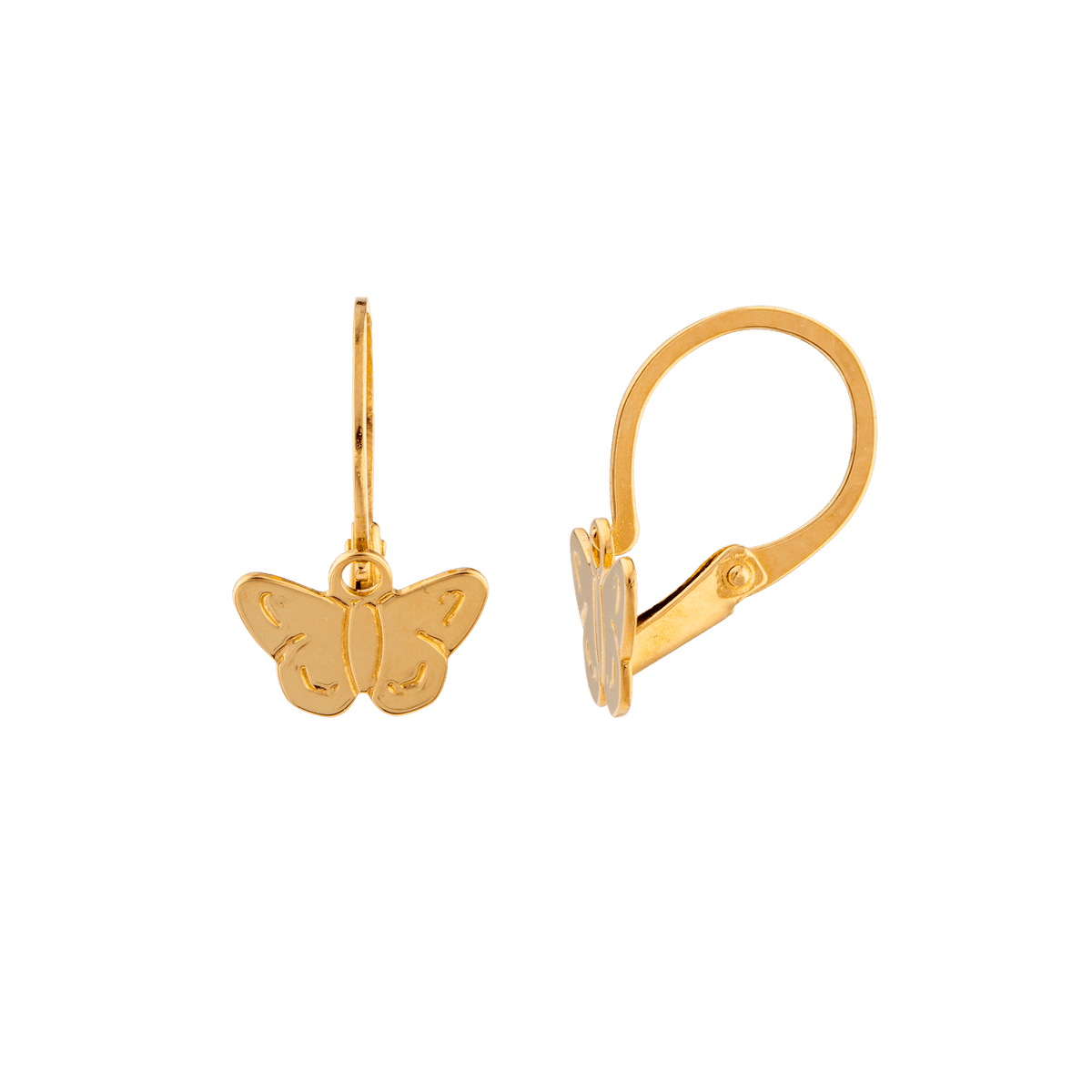 Boucles D'oreilles Or 750 Pendant 12.6mm Papillon 8.03*5.7mm