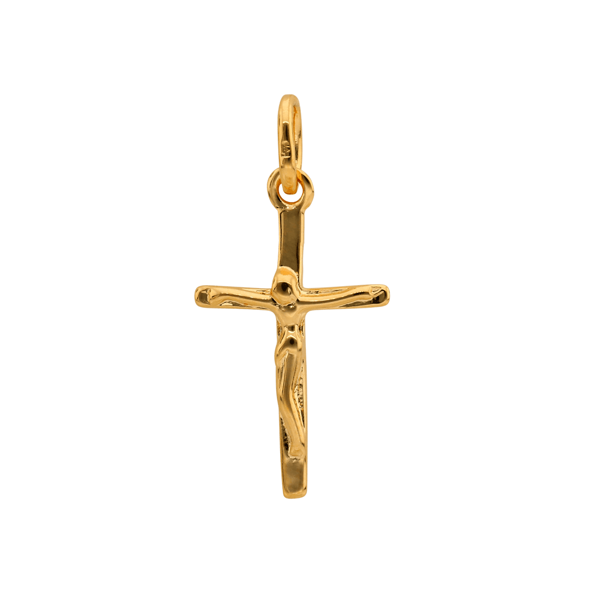 Croix Christ Plaqué Or 14*27mm Avec Bélière
