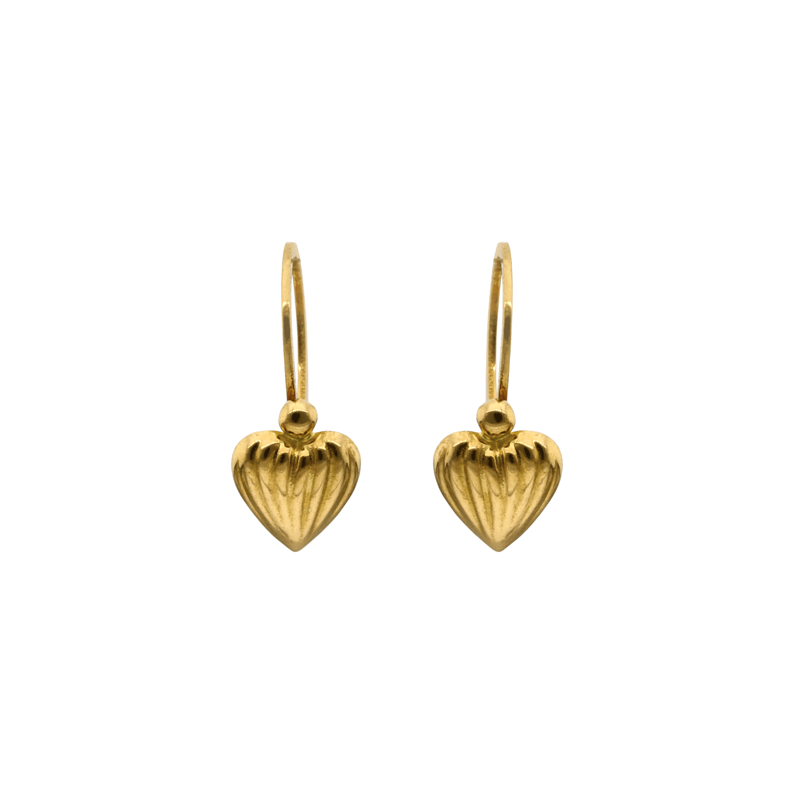 Boucles d'Oreilles dormeuse coeur strie tout or