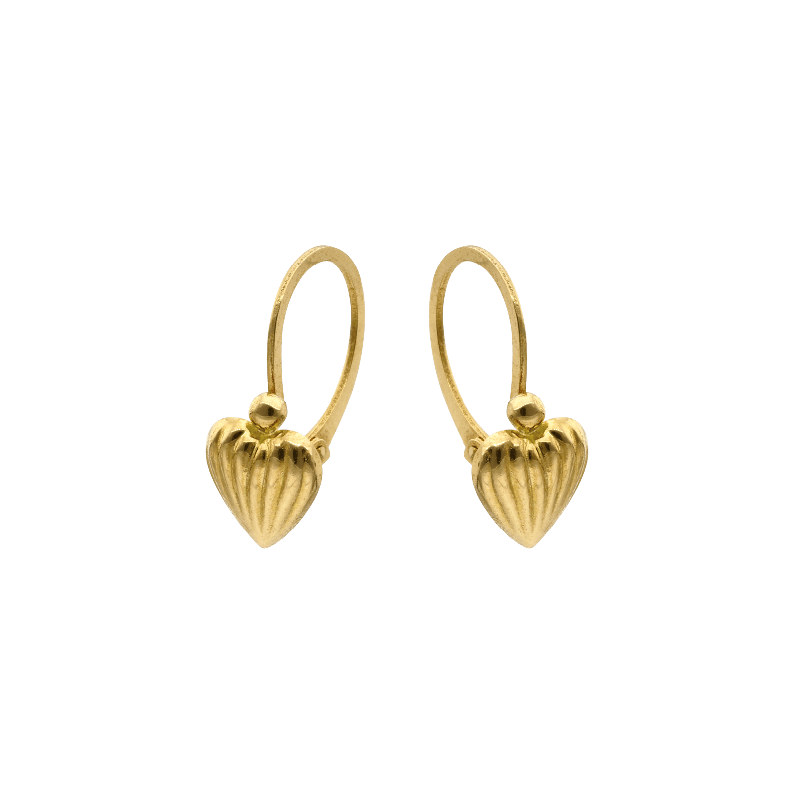 Boucles d'Oreilles dormeuse coeur strie tout or