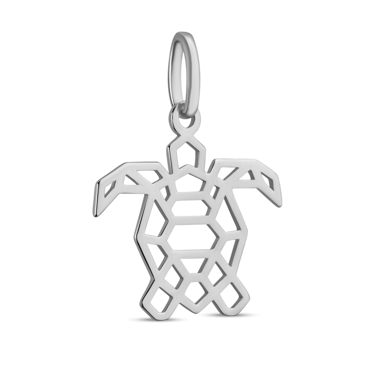 Pendentif Argent 925 Tortue Origami 17.5*32mm Avec Bélière