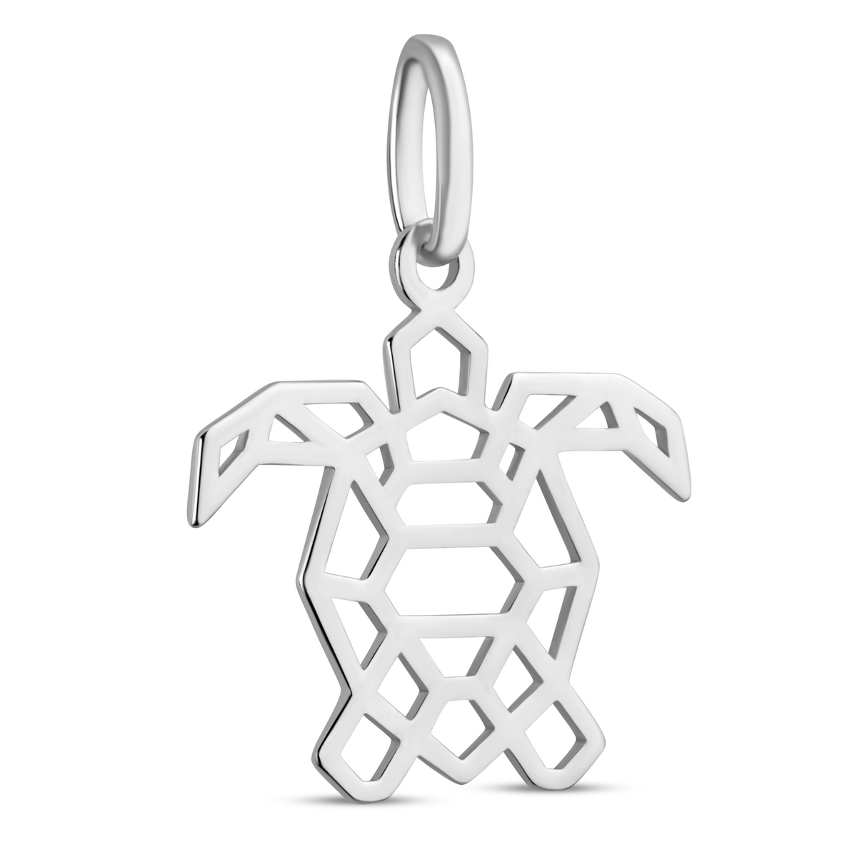 Pendentif Argent 925 Tortue Origami 17.5*32mm Avec Bélière