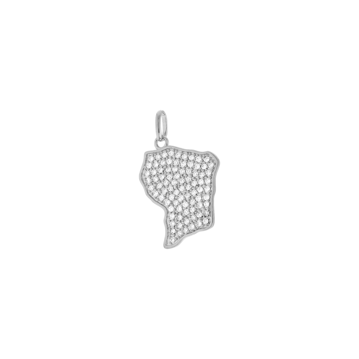 Pendentif Argent 925 Carte Guyane Zirconium 18*28mm Avec Bélière