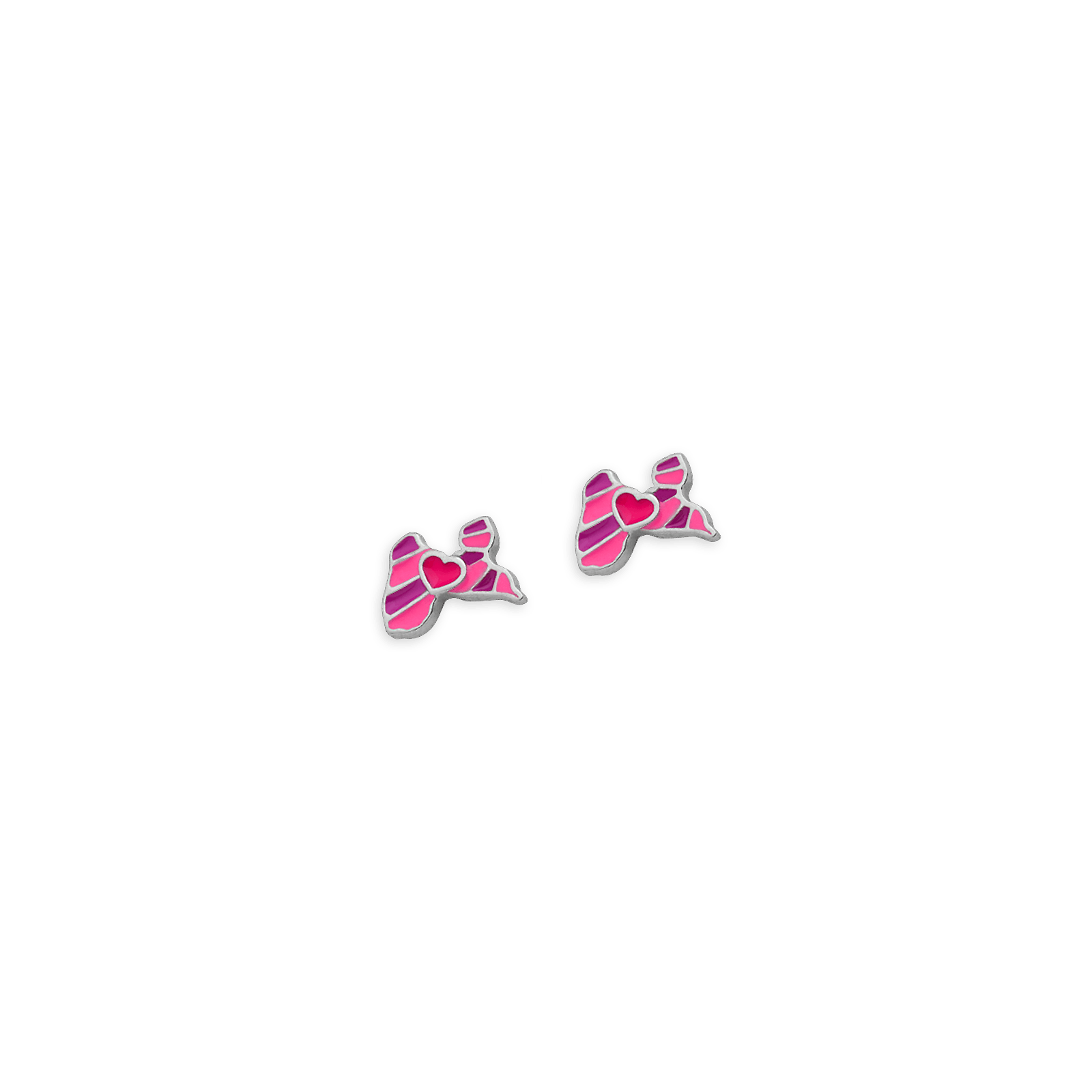 Boucles d'oreilles Argent Email Carte de la Guadeloupe et cœur