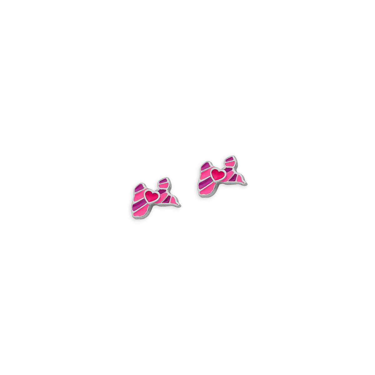 Boucles D'oreilles Argent 925 Email Carte Guadeloupe Cœur 7*5mm