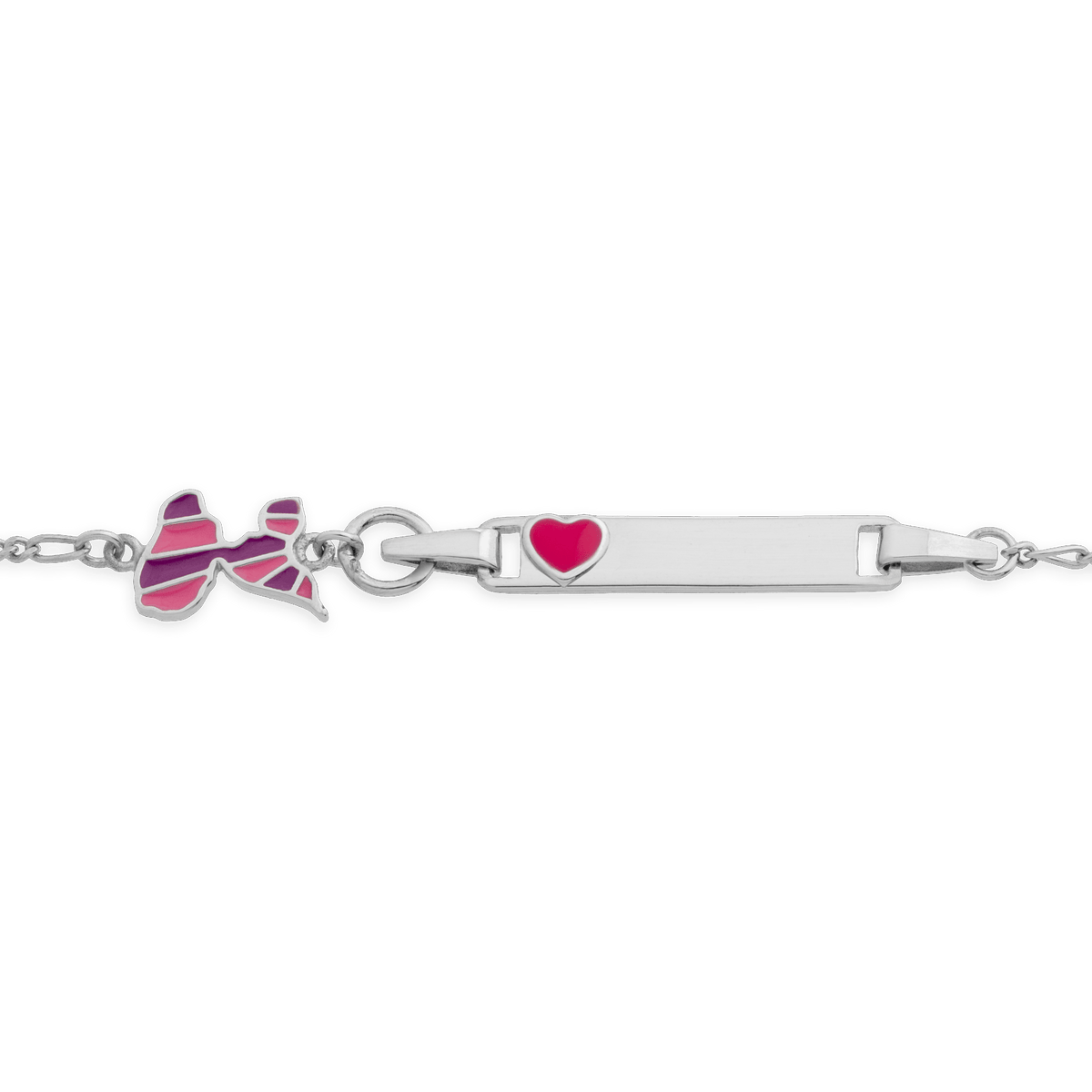 Bracelet Identité Argent 925 Email Carte Guadeloupe Cœur 14 à 16cm