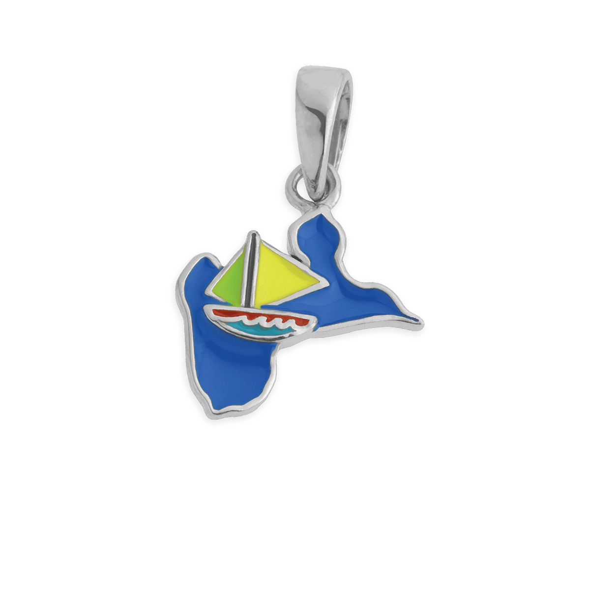 Pendentif Argent 925 Email Guadeloupe Saintoise 12*17mm Avec Bélière
