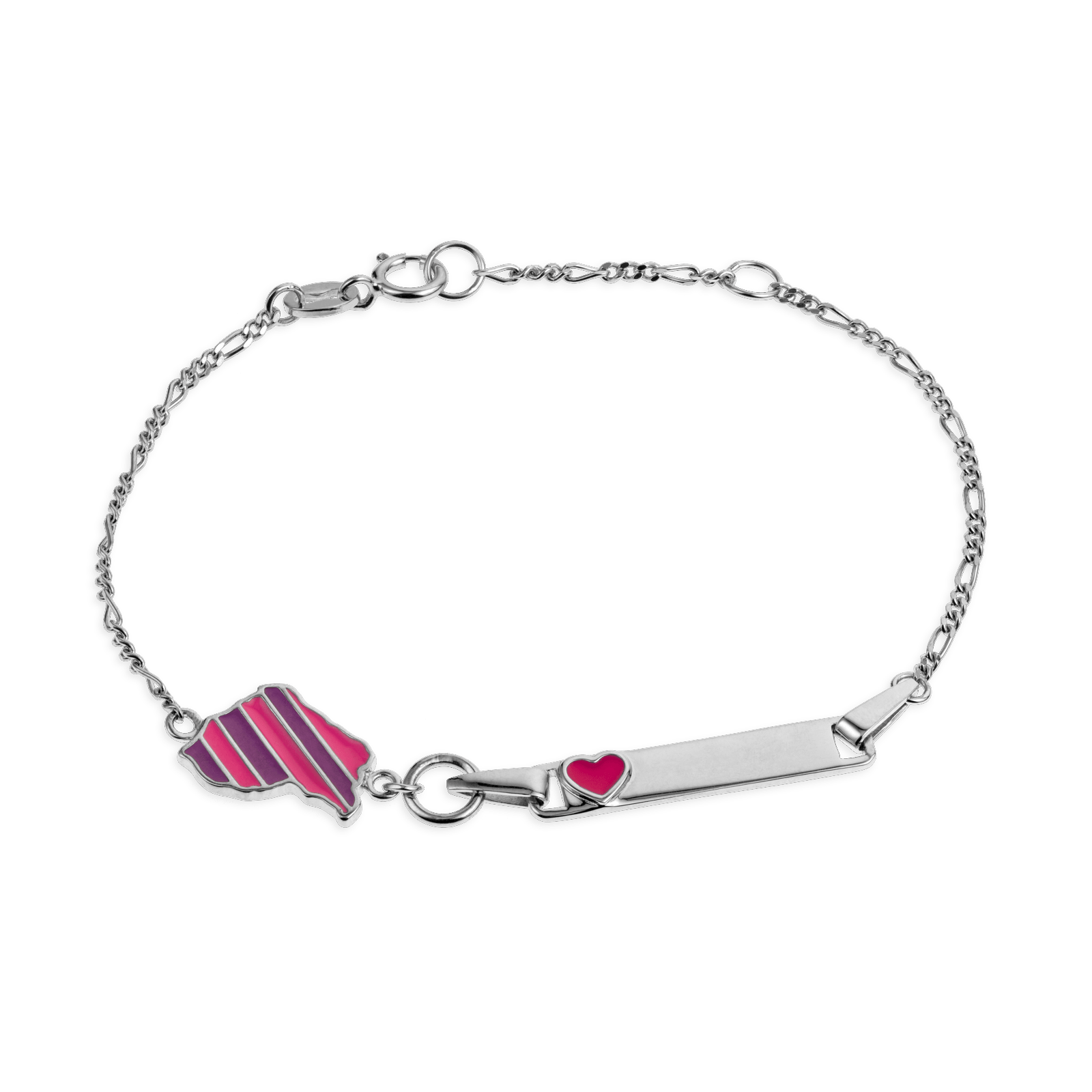 Bracelet Identité Argent925 Email Carte Guyane Cœur