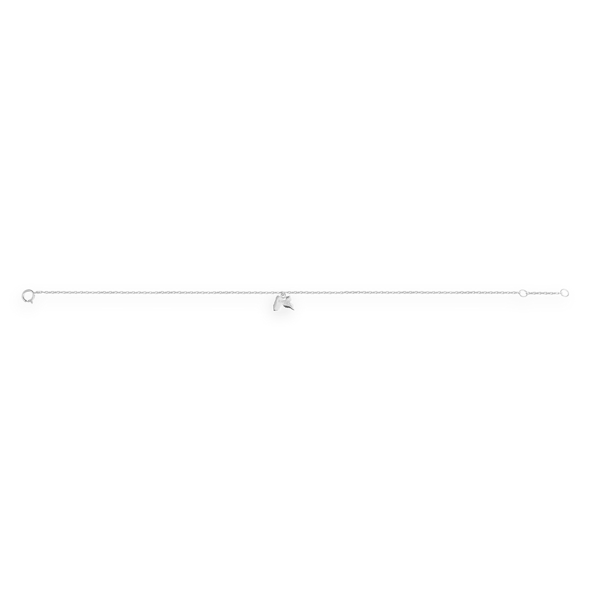 Chaîne Cheville Argent 925 23 à 25cm Carte Guadeloupe 10*7.5mm