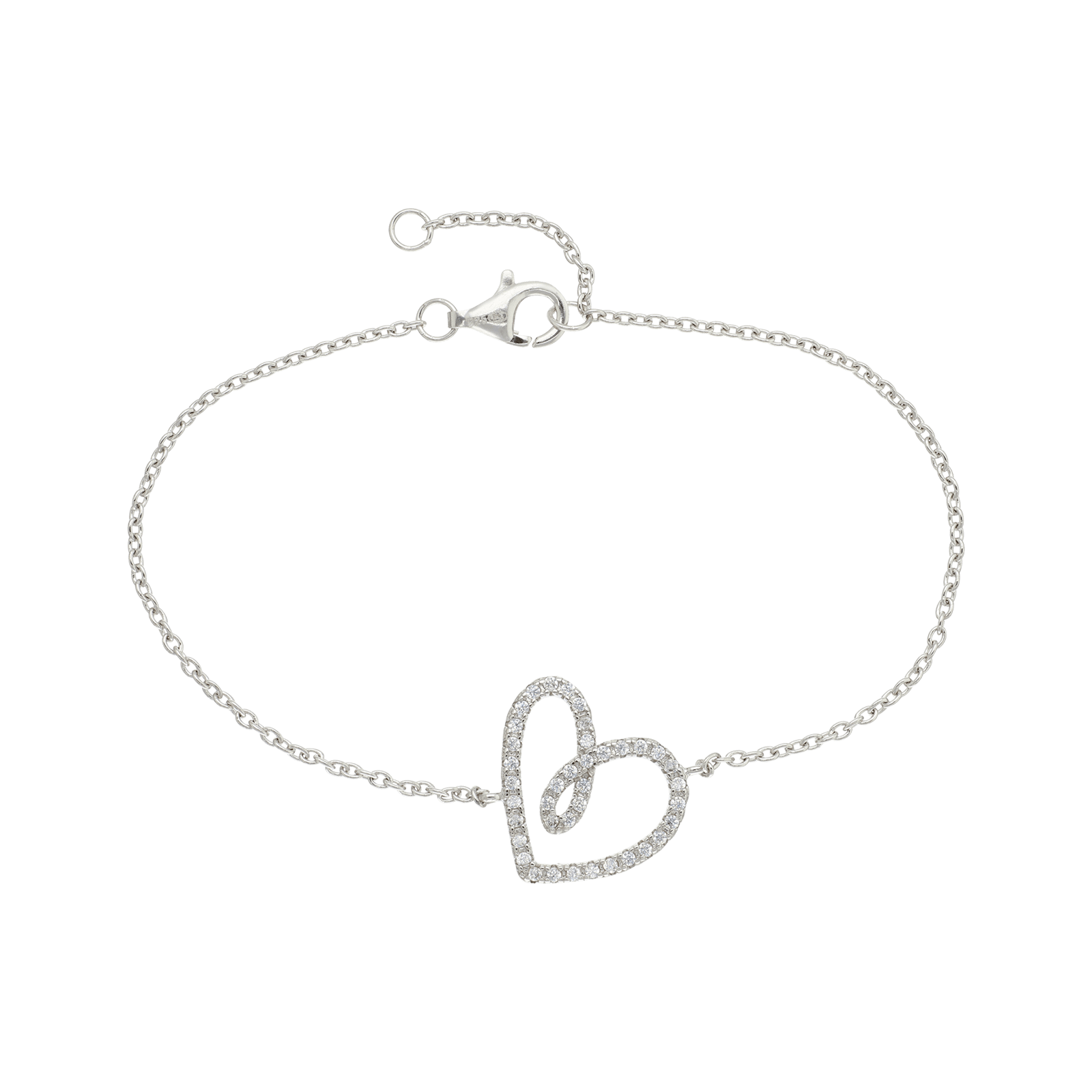 Bracelet Argent Rond coeur évidé Oxydes blancs