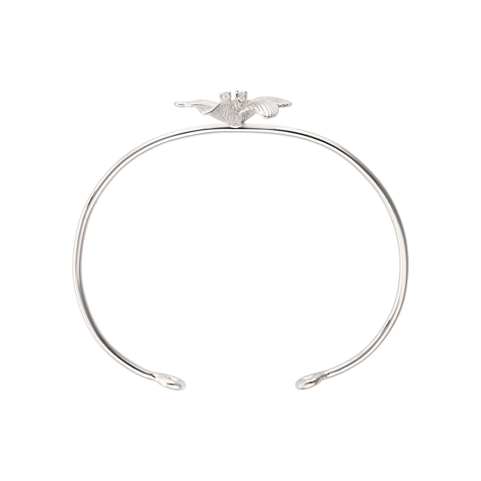 Bracelet Argent Rond Jonc fleur vintage