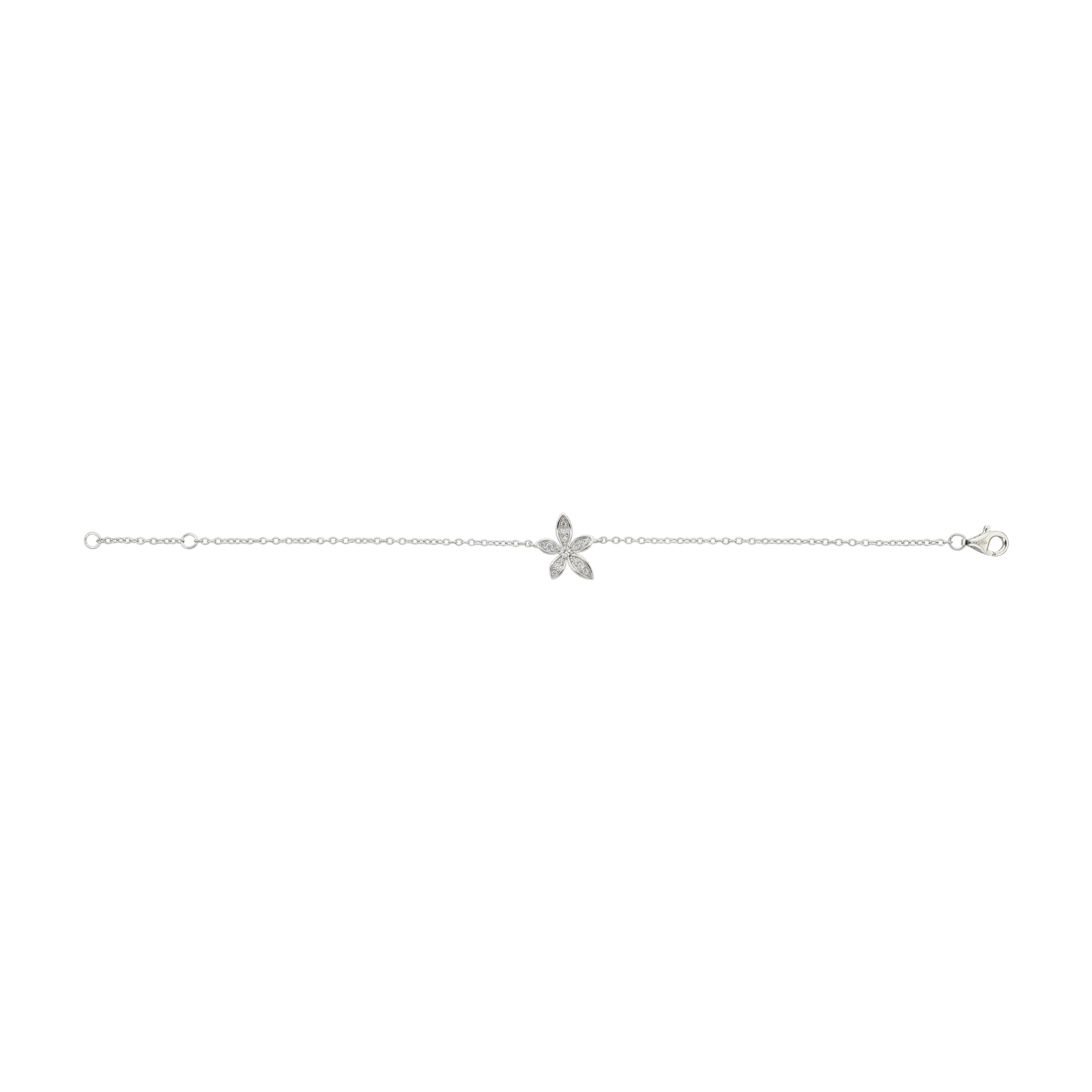 Bracelet Argent Rond fleur Oxydes blancs