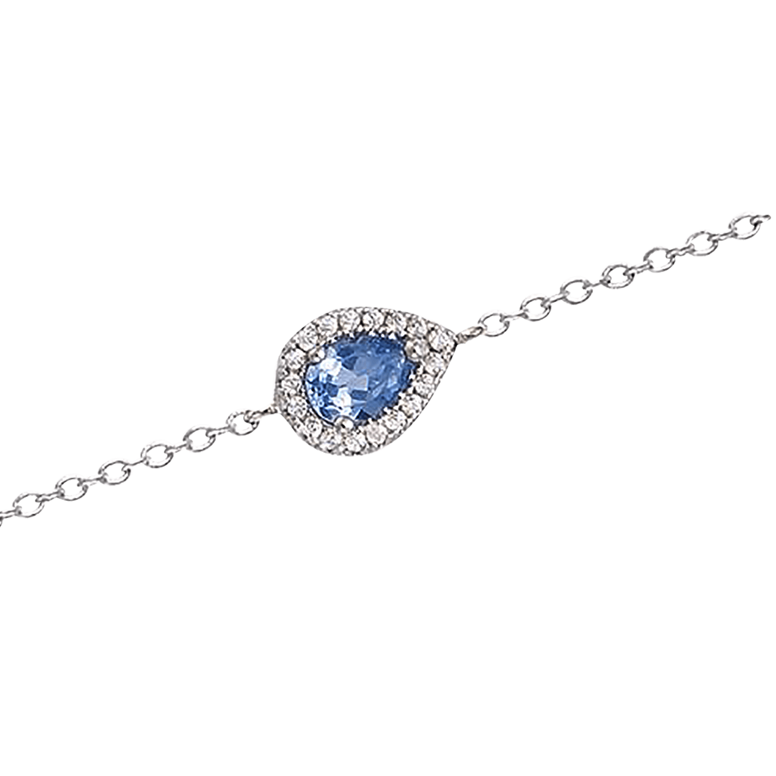 Bracelet Argent Rond pierre forme goutte bleu aquamarine entourage Oxydes blancs