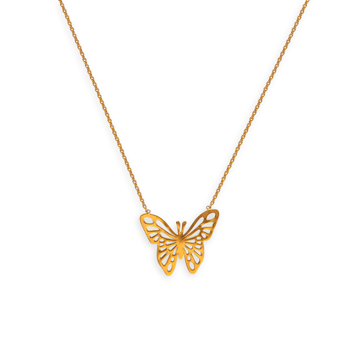 Collier Plaqué Or 1.2mm Papillon 23*18mm 38 à 42cm