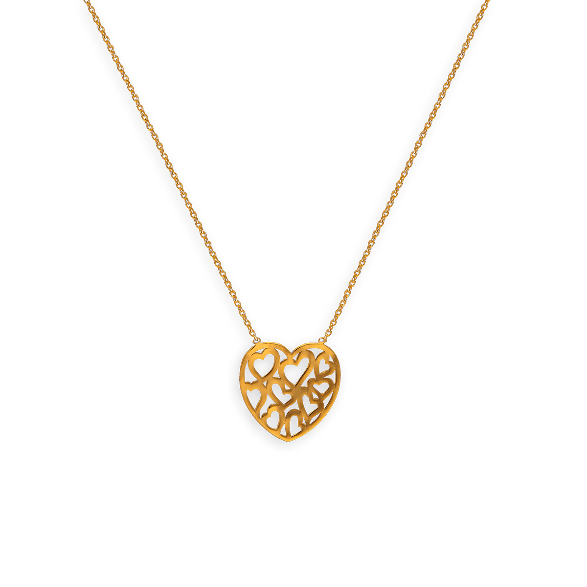 Collier Plaqué Or 1.2mm Cœur Ajouré 18mm 38 à 42cm