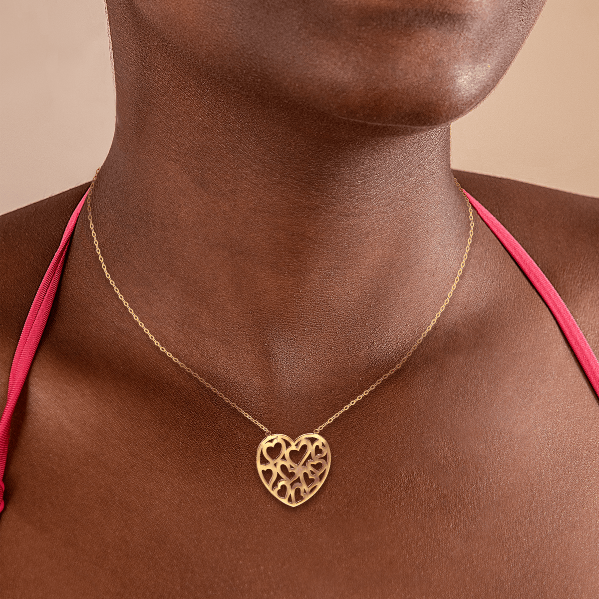 Collier Plaqué Or 1.2mm Cœur Ajouré 18mm 38 à 42cm