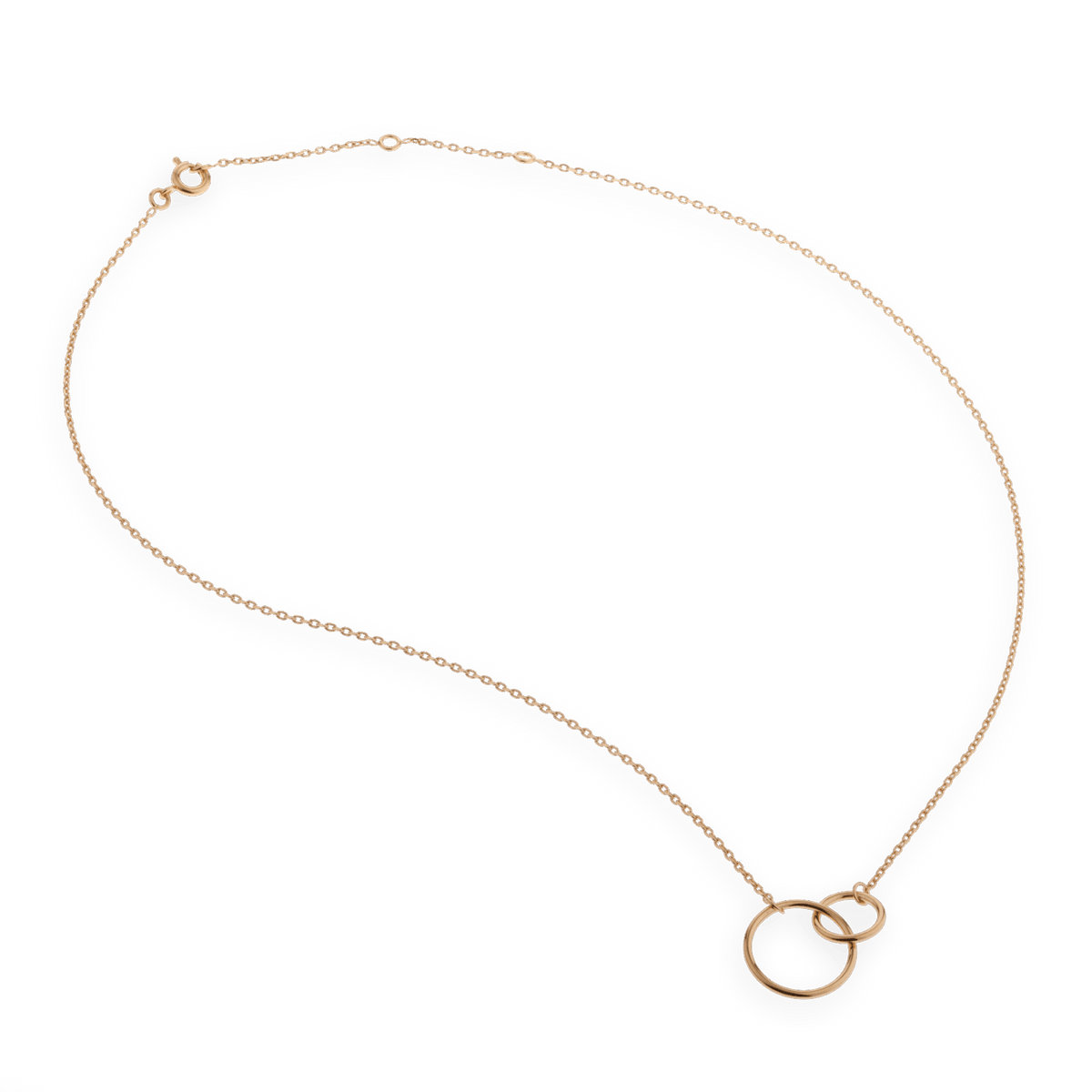 Collier Plaqué Or 1.2mm Anneaux 10 à 15mm 42 à 45cm