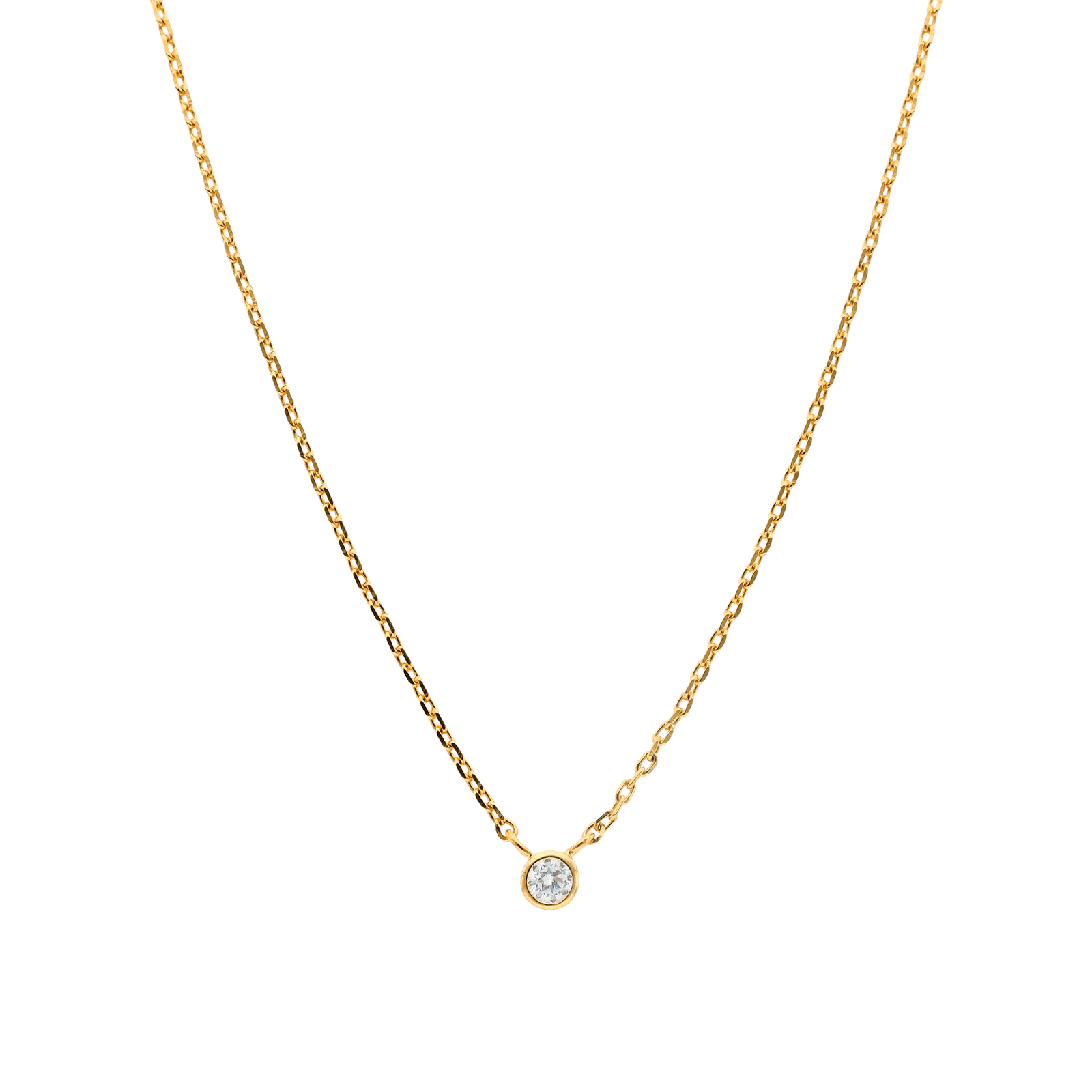 Collier Zirconium Serti Clos 4mm 38A42cm Plaqué Or