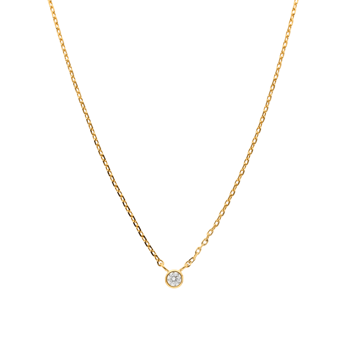 Collier Plaqué Or Zirconium Serti Clos 3mm Chaîne Forçat 1.2mm 38 à 42cm