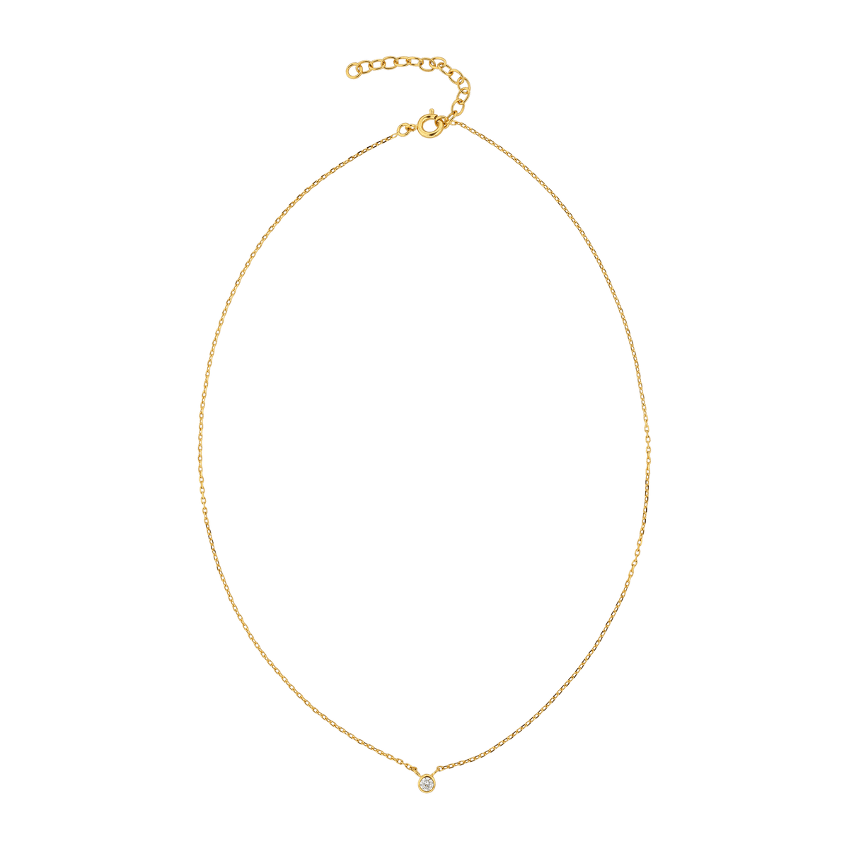 Collier Plaqué Or Zirconium Serti Clos 3mm Chaîne Forçat 1.2mm 38 à 42cm