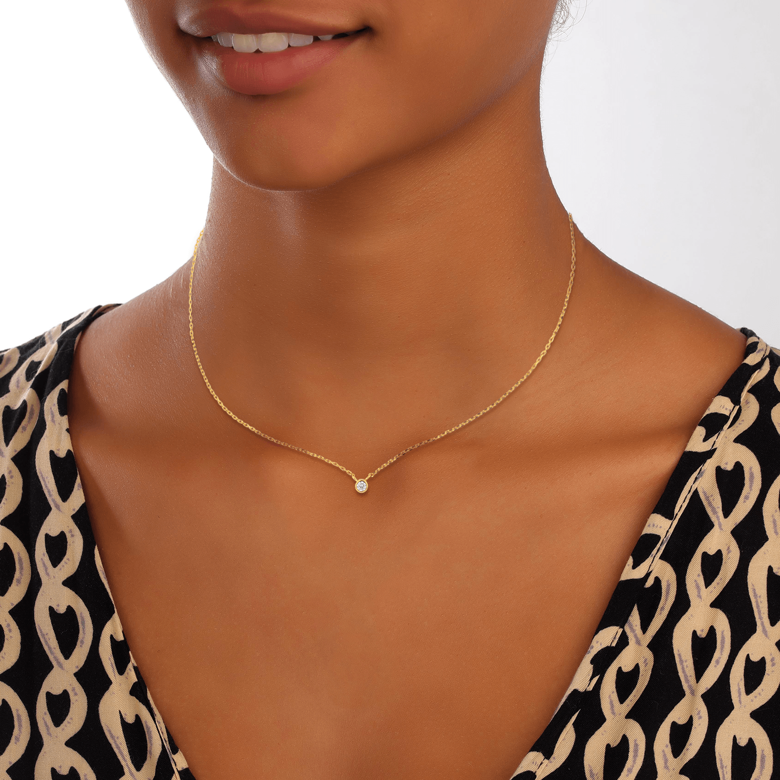 Collier Zirconium Serti Clos 4mm 38A42cm Plaqué Or