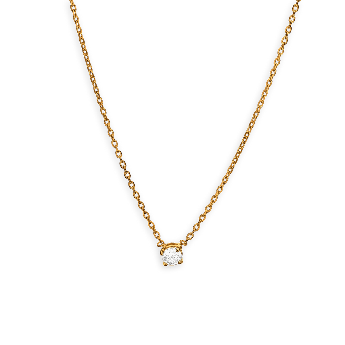 Collier Plaqué Or Zirconium 4mm 4 Griffes 38 à 42cm