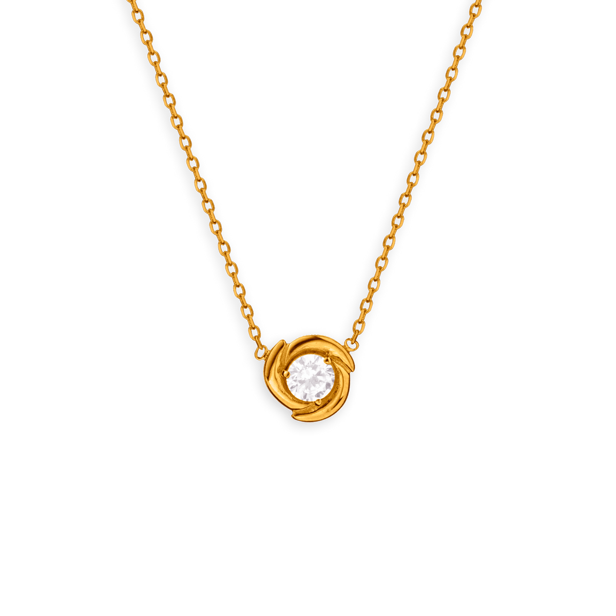 Collier Plaqué Or 1.2mm Noeud 10mm Zirconium 5mm 38 à 42cm