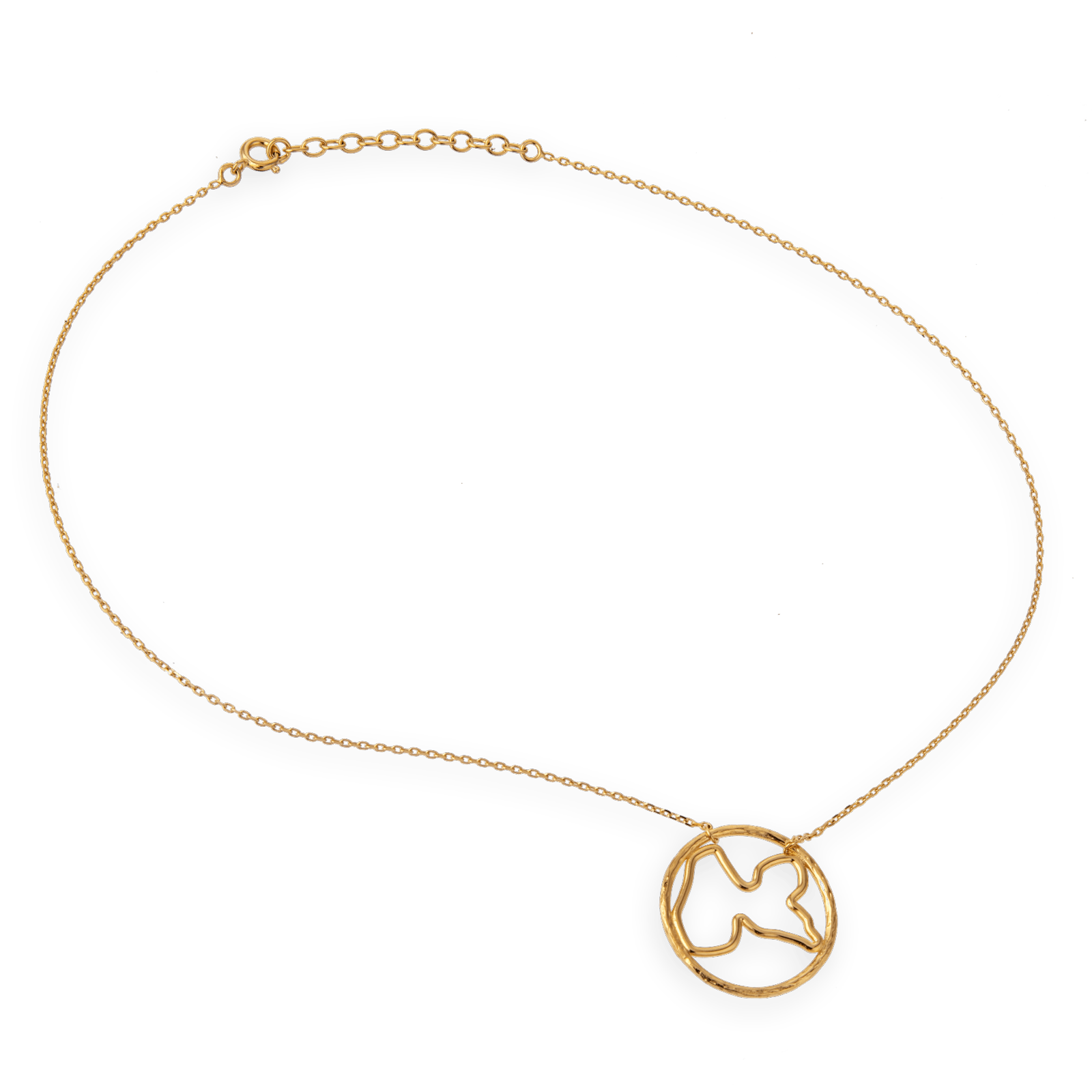 Collier plaqué or carte de la Guadeloupe cercle martelé