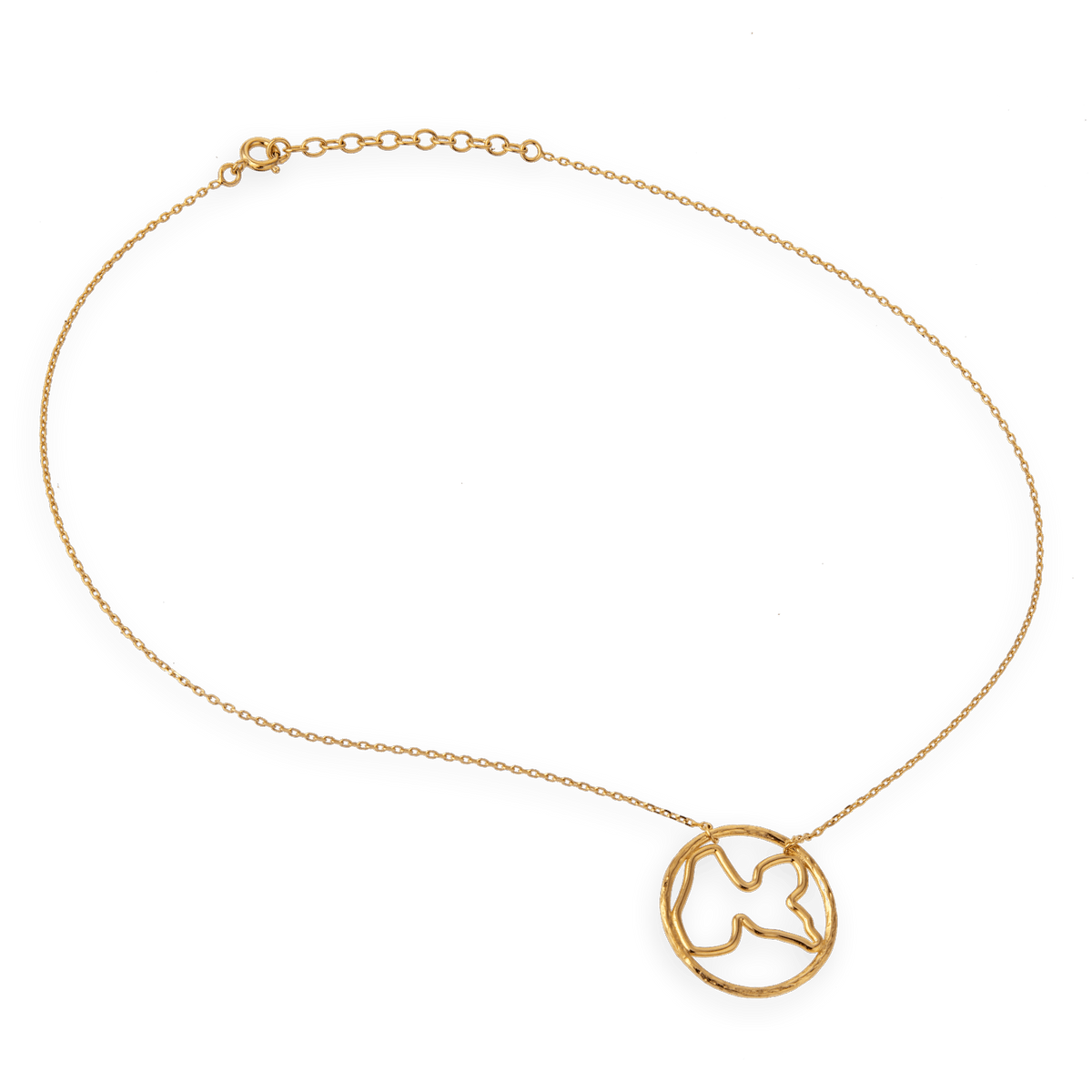 Collier plaqué or carte de la Guadeloupe cercle martelé