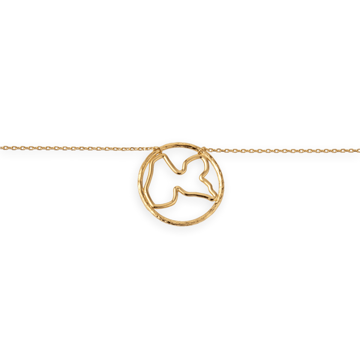 Collier plaqué or carte de la Guadeloupe cercle martelé