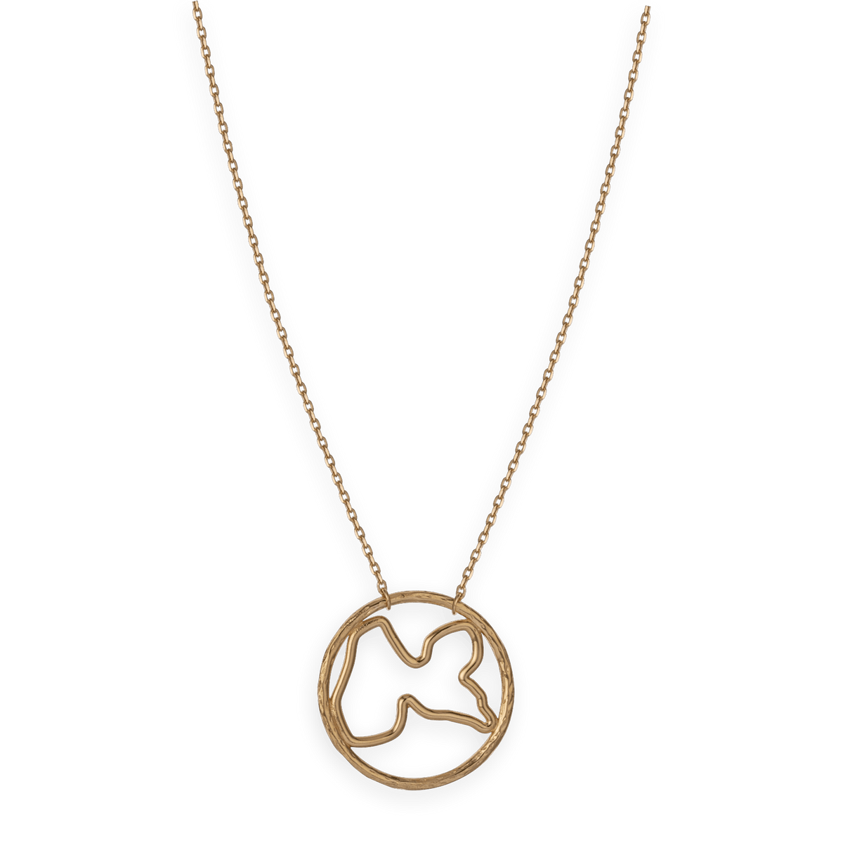 Collier plaqué or carte de la Guadeloupe cercle martelé