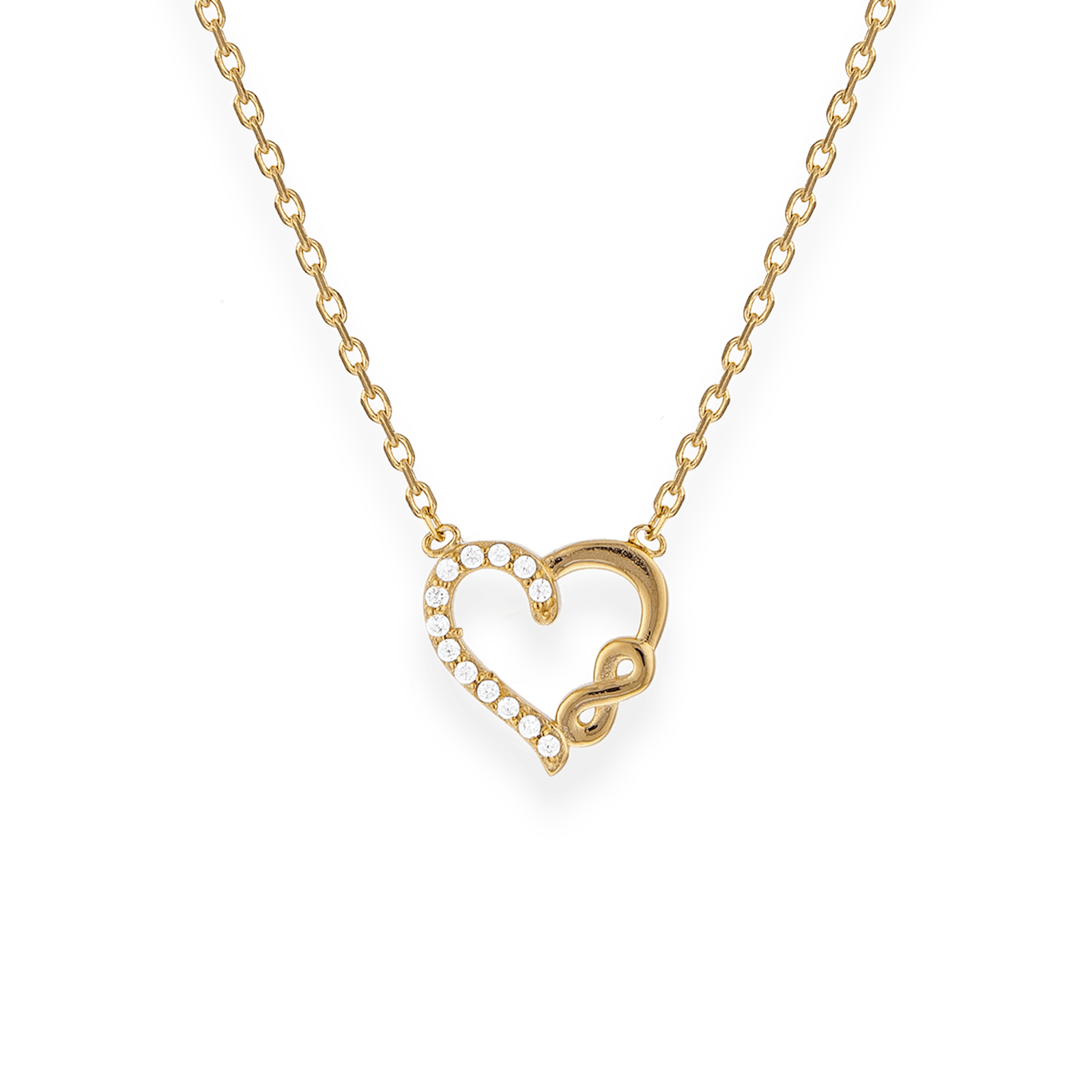 Collier Cœur Infini Zirconium 11mm 38A42cm Plaqué Or