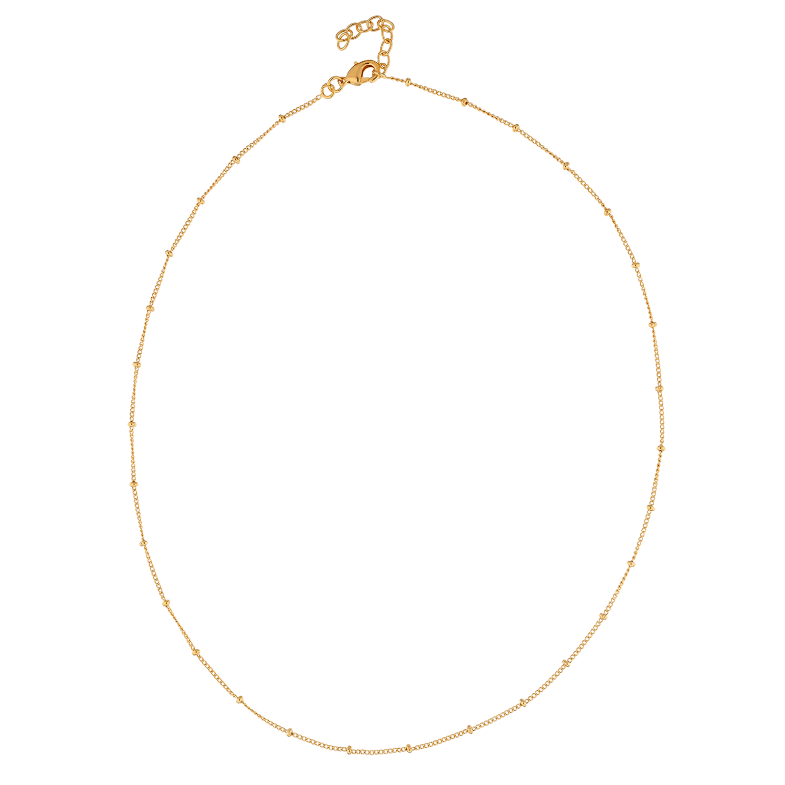 Collier Plaqué Or Maille Gourmette 1.1mm Boules 2mm 40 à 45cm