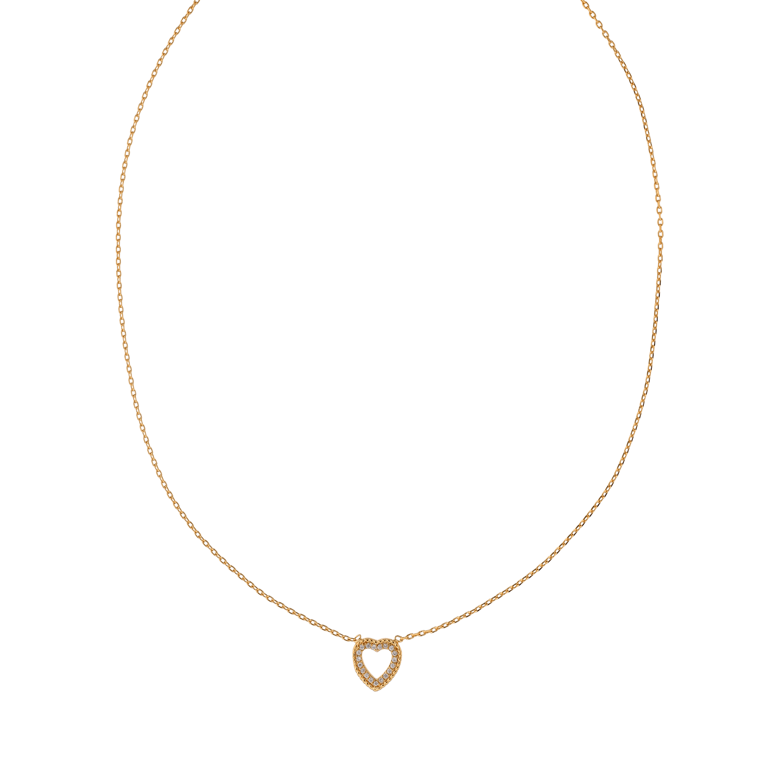 Collier 45 centimètres Plaqué or coeur Oxyde de Zirconium