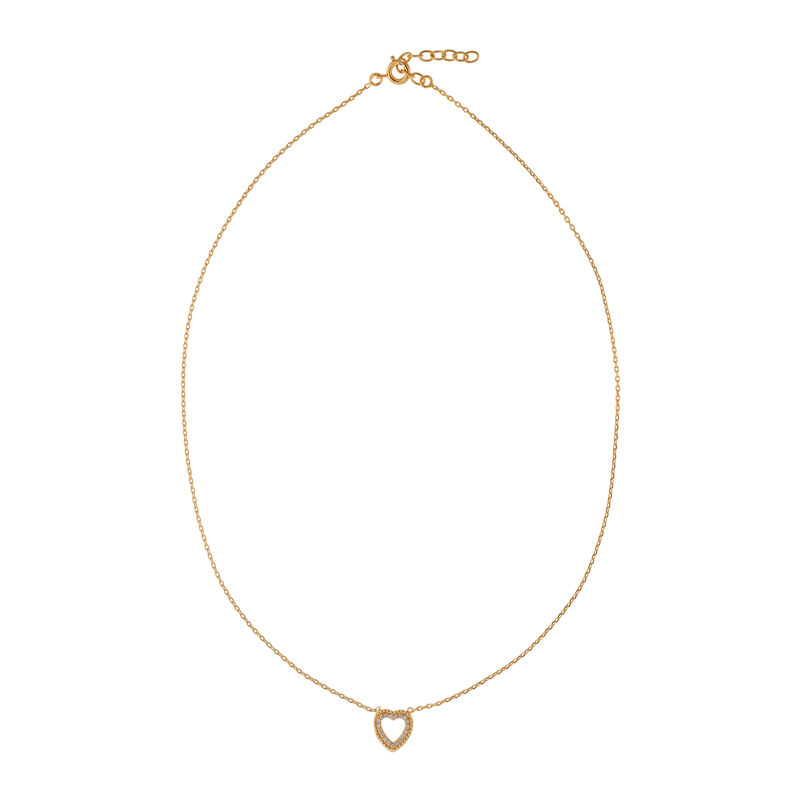 Collier 45 centimètres Plaqué or coeur Oxyde de Zirconium