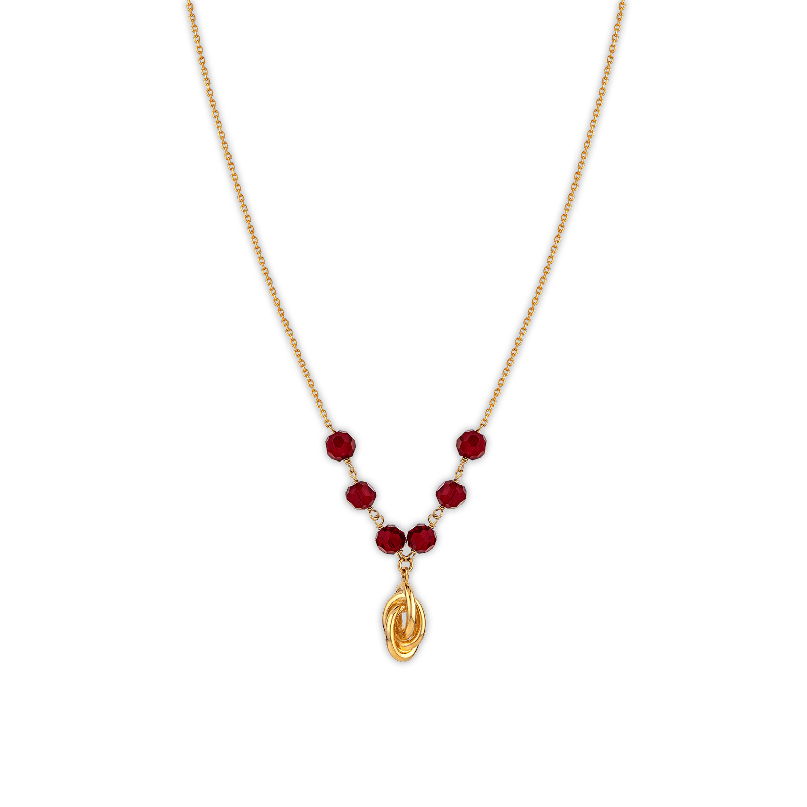 Collier Plaqué Or Nœud Forçat Antillais et Cristal Grenat