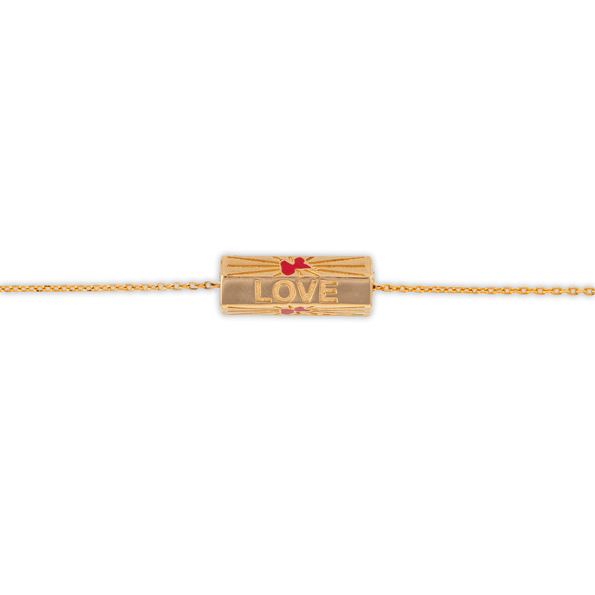Collier Plaqué Or Talisman 20*8mm Love Carte Guadeloupe Email Rouge 42 à 45cm