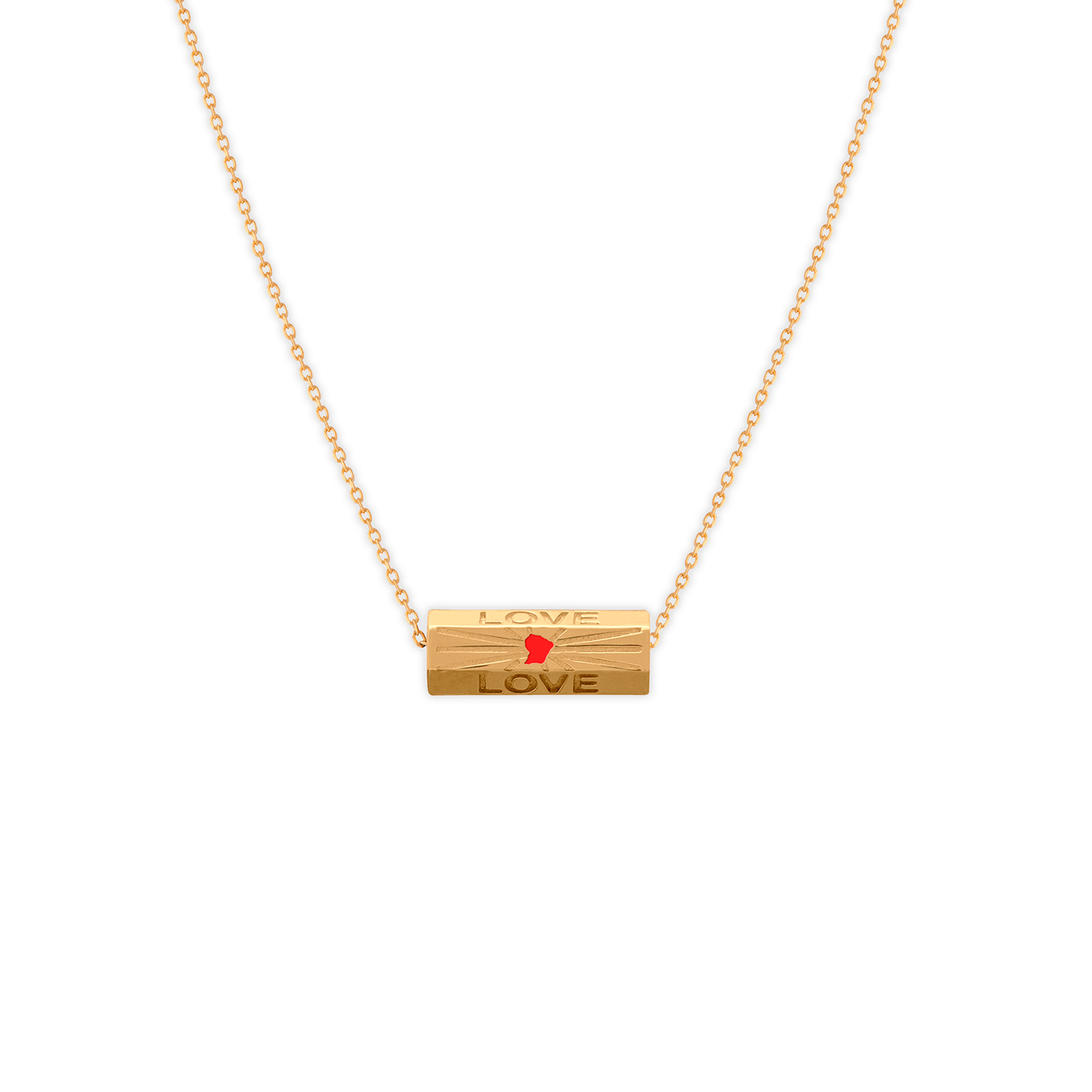 Collier Plaqué Or Talisman Love Carte Guyane Email Rouge