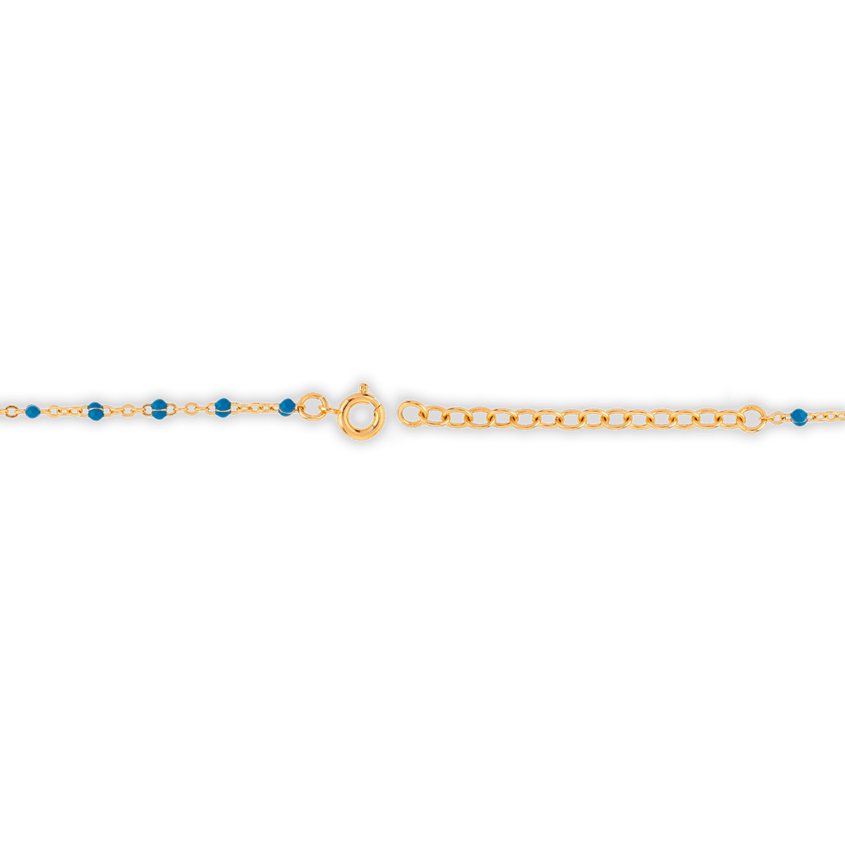Collier Plaqué Or 42 à 45cm Talisman 20*8mm Happy Email Et Bille Résine Bleue
