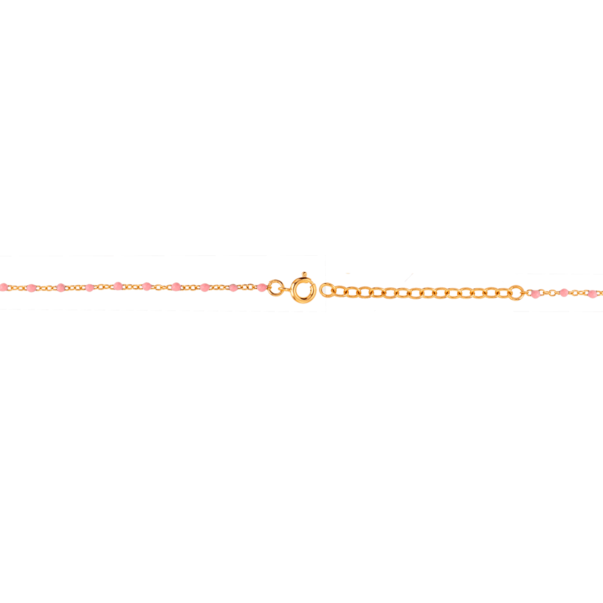 Collier Plaqué Or 42 à 45cm Talisman 20*8mm Love Email Et Bille Résine Rose